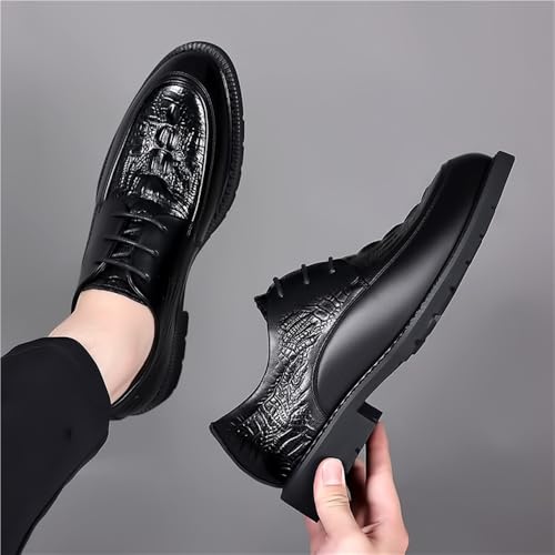 Men's Crocodile Pattern Leather Dress Shoes Business Casual British Style Retro Spring Formal Footwear Korean Fashion2