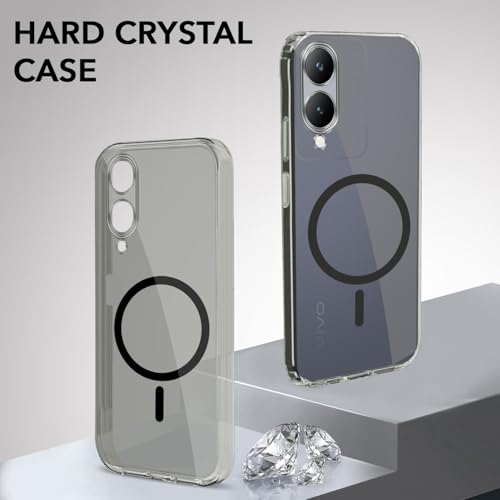 Image of Jkobi Lifetime Anti-Yellow MagSafe Compatible Clear Back Cover Case for Vivo Y17s (Sleek Hard Crystal | Shockproof and Camera Protection)