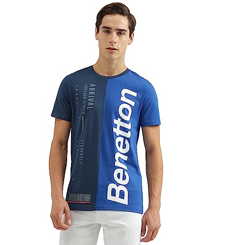 Image of UNITED COLORS OF BENETTON Men's Cotton Printed Regular Fit T-Shirt