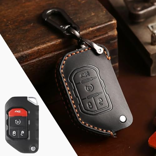 Funda de llave para coche contra caídas en Jeep Wrangler JL JK con llavero 2