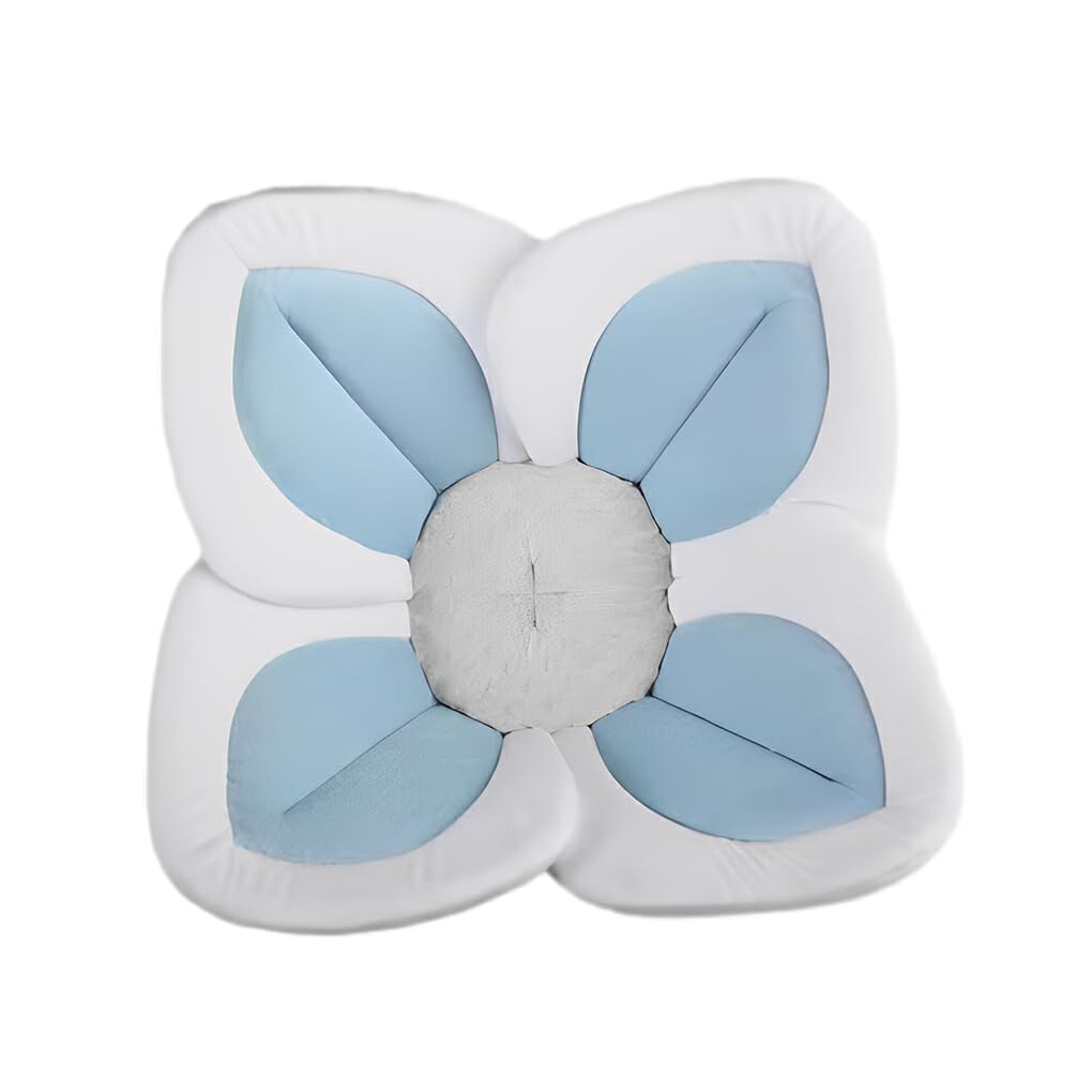 Coussin de Bain Bébé Doux et Confortable, Tissu Heureux et détendu, Bain Fleur Siège de Bain Bébé Tapis de Siège en Maille, Côté Blanc, 80cm