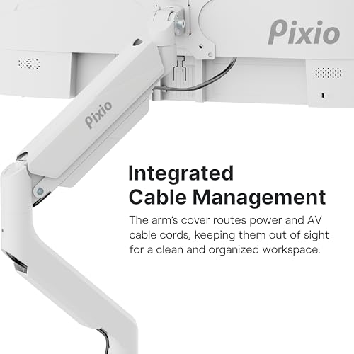 Image of Pixio PS2D White Ultrawide Heavy-Duty Premium Dual Monitor Arm Stand Desk Mount - Fits up to 35 inches Two Monitors, Weights up to 33 lbs Each, Compatible with VESA 75x75mm 100x100mm