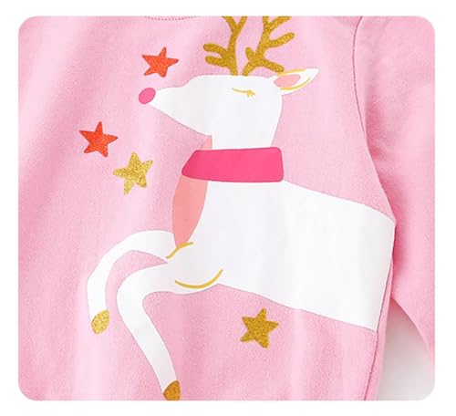 Image of EULLA Toddler Girls Christmas Sweatshirt Long Sleeve Snowman Deer Santa Claus Xmas Holiday Shirts for Kids Sweater 2-7 Years