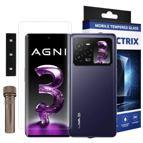 Image of Premium Curved UV Tempered Glass Screen Protector for Lava Agni 3 5G | Transparent | Pack of 1 | Full Screen Coverage with UV Installation Kit