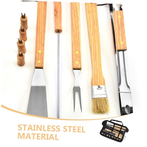 Kit parrillero portátil Zerodeko 10 piezas con mango de madera miniatura 3