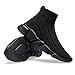 Casbeam Men's Running Knit Comfortable Lightweight Breathable Casual Sports Shoes Fashion Sneakers Slip-On Walking Shoes All Black Size 9.5
