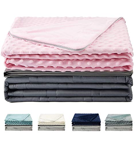 Haus Projekt Couverture pondérée pour Adultes et Enfants 3pcs, Couverture De Gravité pour l'Insomnie, Aide L'anxiété - Gris Clair (Rose, 150 x 200cm 15lb/6.8kg)