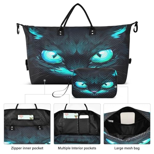 Kigai Wild Cat Blue Eyes Duffle Bag Versatile Travel Duffel for Men and Women, Carry On for Weekend or Overnight Stay2