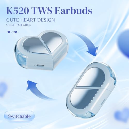 Image of Heart Wireless Earbuds for Girls Kids, Cute Small Mini Tiny Invisible Earbuds Wireless Bluetooth for Small Ears Canals Women Rose Gold Kawai Blue Tooth Ear Buds for iPhone Android