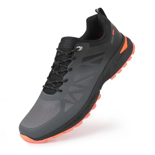 Hawkwell Hardloopschoenen voor heren, trailschoenen in grote maten en grote maten, wandelsneakers voor mannen, casual trainingsschoenen, EU-maat 47, 48, 49, 50, 51, 52, 53, grijs, 50 EU