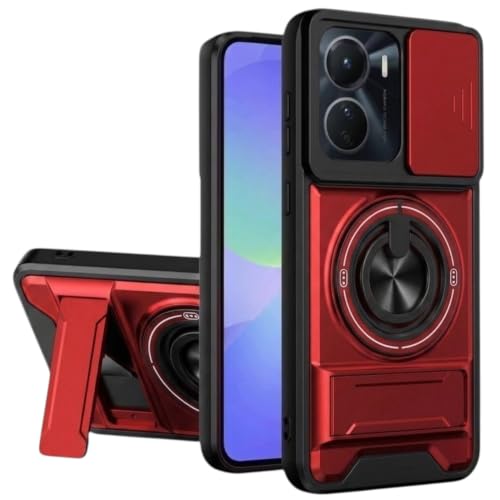 BINKSON Armor Camera Slider Back Case for Vivo Y16 Red - Image 8