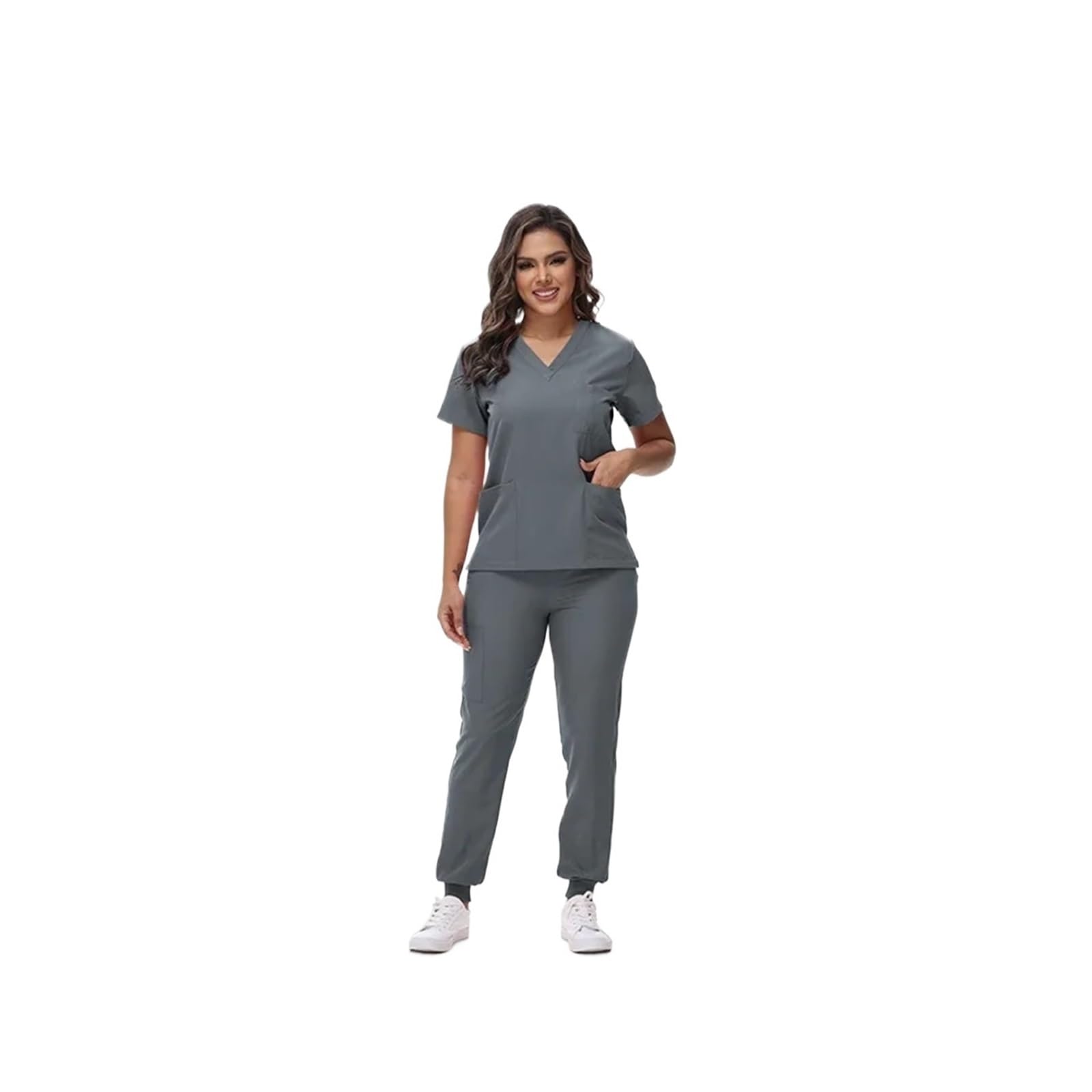Uniforme de médico y Enfermera, Conjunto de Servicios dentales y pediátricos de Secado rápido(Gray,L)
