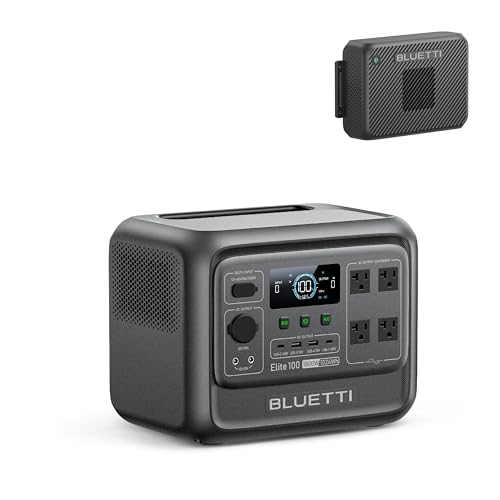 Image of BLUETTI Elite 100 V2 Portable Power Station & Charger 2 (Ships Separately), 1024Wh LFP w / 1800W AC, 1200W Alternator Charger, 1.2 H Full Charge via Car, Ideal for Car Camping, Vanlife, RV Travel