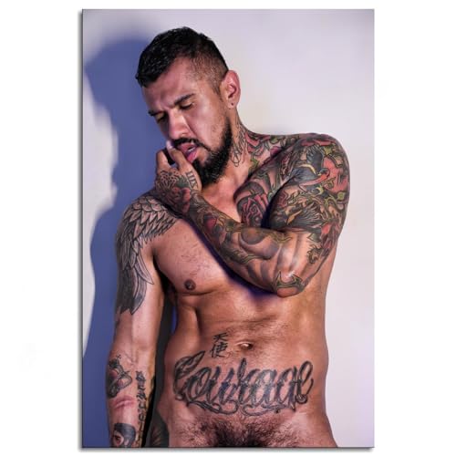 Enseal Male Model Poster Poster Tattood Men Canvas Prints Naked Man Poster Wall Art For Home Office Decorations Unframed 36 Inchx24 Inch cover