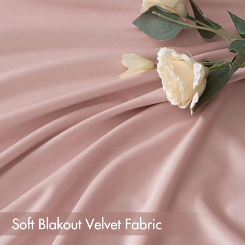 Image of MIULEE Light Pink Blackout Velvet Curtains Drapes 84 Inch Long 52 inchx84 inch | Luxurious Bedroom Living Room Decor, Room Darkening, Thermal Insulated, Rod Pocket Design, Super Soft Fabric