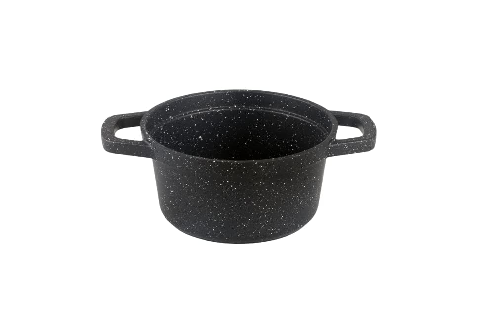 KAMBERG - 0008199 - Set 4 Mini Cocottes Ø 12 cm Ronde Noire - Fonte d'aluminium - Revêtement pierre - Tous feux dont induction - Sans PFOA