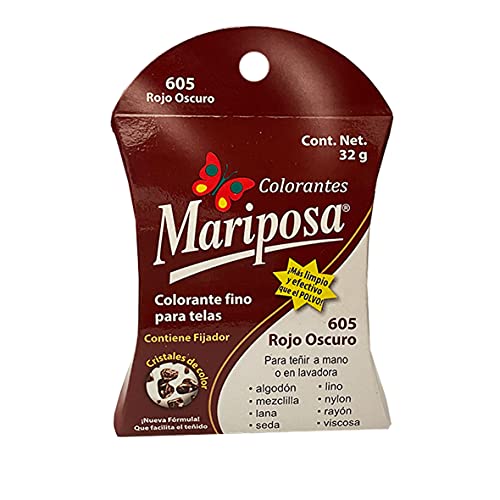 Catálogo para Comprar On-line Colorante Mariposa Tonos - los más vendidos. 39 Colorante Mariposa Cristales 32 grs 605 Rojo Oscuro
