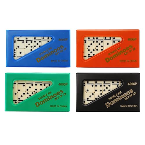 Pocvaim Double Six Dominoes Set of 28 Classic Domino Tiles with Blue PVC Carry Case Durable and Portable Travel Game for Adults and Gatherings