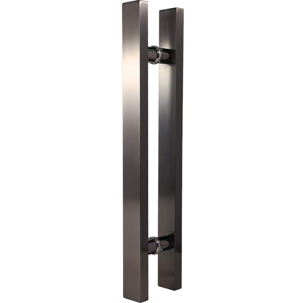 Manilla de Puerta de Cristal de Acero Inoxidable Cepillado Negro/Manilla de Puerta de Empuje y tracción para Hotel/Manilla de Puerta de Madera para el hogar, 5 Longitudes (Tama