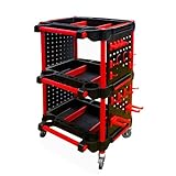 DWSFADA Car Detailing Cart Tool Organizer, Utility Mobile Car Wash Cart with 4 Pieces Side Hanging Plate &amp; Hooks,for Mechanics &amp; Detailers During Repairs Car Wash/Wax Detailing Cart-Updated