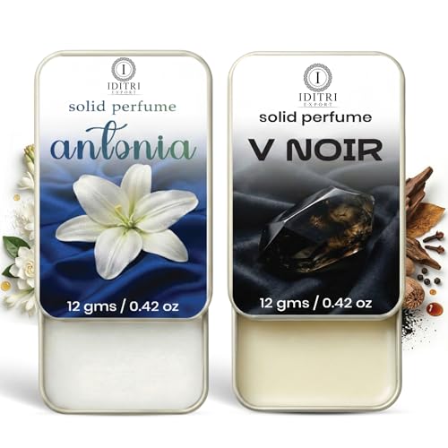 Image of IDITRI EXPORT Solid Perfume |V Noir&Antonia Alcohol Free Wax Perfume Balm, Long Lasting | Pocket Tin 12g, Pack Of 2| Non Greasy Smooth Glide, Travel Friendly Men And Women