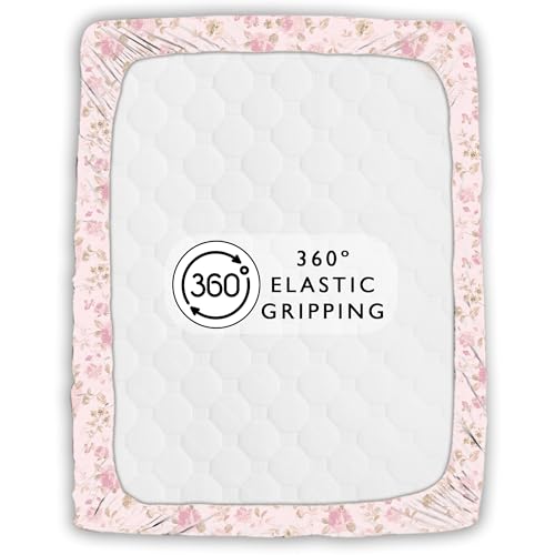 Image of Story@Home Air Cotton 240 TC King Size Fitted Sheet Double Bedsheet (72 x 78) All Around Elastic 2 Pillow Cover 17 x 27 Fits Upto 10 inch Mattress (270 x 250 cm, Pink & Green)