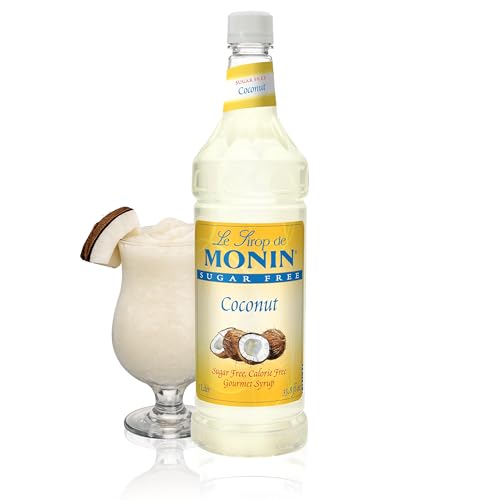 Monin - Sugar Free Coconut Syrup | Premium Calorie-Free Syrup | Nutty Tropical Flavoring for Dirty Sodas, Lattes, Piña Coladas, Lemonades & More (BPA-Free Plastic Bottle, 33.8 fl oz)