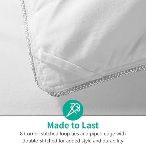 Image of APSMILE Down Feather Fibers Comforter King Size-All Season Duvet Insert | 750FP Fluffy Hotel Blanket,400TC Noiseless Fabric,8 Corner Loops,DOWNPASS Certified.Machine Washable White Bedding,106x90