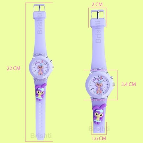 Image of Brishti 3D Cartoon Character Multicolored Glowing Digital Light and Girl's Analogue Wrist Watch | Unique 3D Cute Cartoon Character on Strap | Soft Silicone Strap | Suitable for Age 3-12 Year Kids