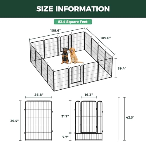 Image of FXW Rollick Unleashed Dog Playpen for Indoor, Yard, RV Camping, 40 inch 16 Panels for Medium and Large Dogs│Patented