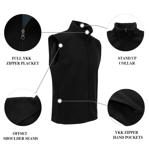 MOHEEN Men's Fleece Vest Outdoor Full Zip Softshell Sleeveless Jacket with Pockets4