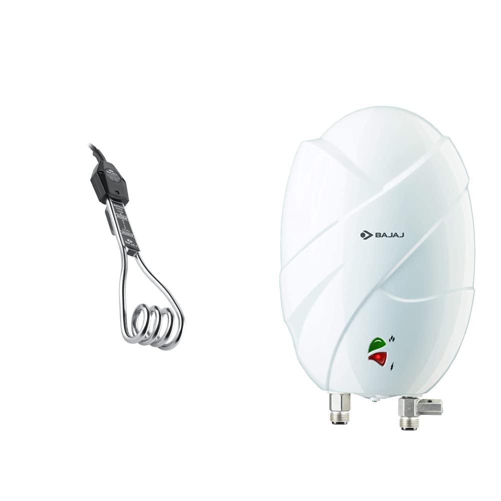 Bajaj Acrylonitrile Butadiene Styrene (Abs) Immersion Rod Water Heater And Flora Instant 3 Litre Vertical Water Heater, White (Free Installation From Brand, 1000 Watts) (B08PD23PV4) Amazon Price History, Amazon Price Tracker