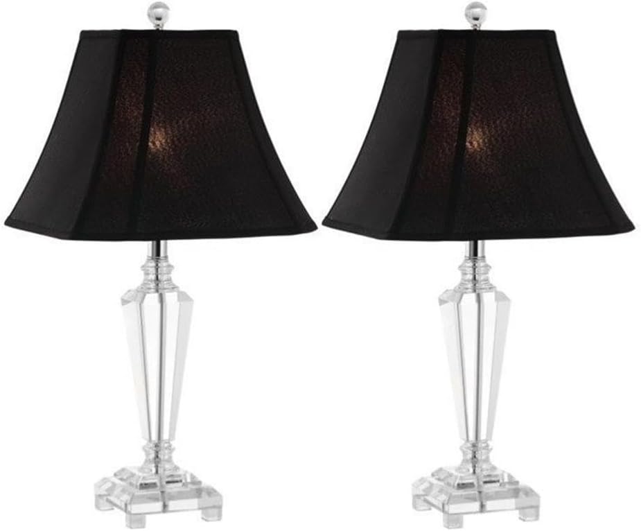SAFAVIEH Lighting Collection Lilly Crystal/ Black Shade 25-inch Bedroom Living Room Home Office Desk Nightstand Table Lamp Set of 2 (LED Bulbs Included)