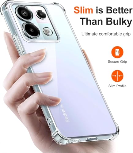 Image of Lustree Redmi Note 13 Pro 5G Back Cover Transparent Case | Clear TPU Shockproof Case with Four Corner Protection & Raised Camera Guard | Slim Protective Cover for Redmi Note 13 Pro