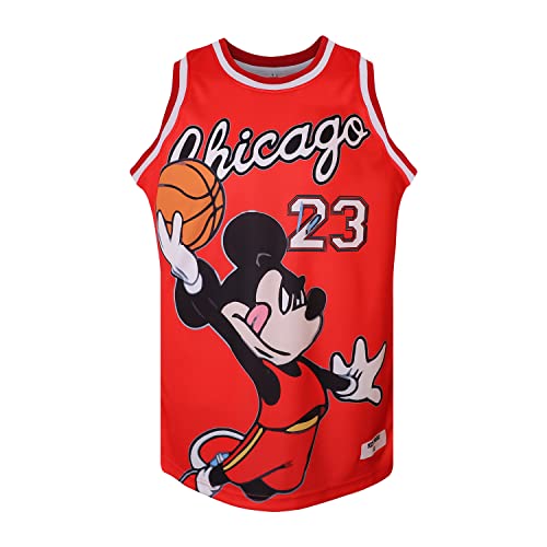 Mens Athletic Sports Basketball Jersey S-3XL, Graffiti Basketball Jersey, Letters and Numbers Fans Jersey (Middle, Red)