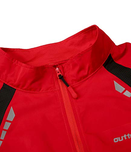 Outto Men's Cycling Vest High Visibility Sleeveless Running Jacket(Large, 19-B8- Red) #TOP3