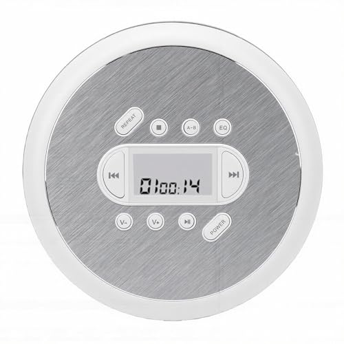 Plyisty Reproductor de CD Portátil, Protección Antideslizante con Protección de 60 Segundos y Función de Repetición, Reproduce Discos CD CDR CDRW MP3 WMA, con Cable Auxiliar y Auriculares