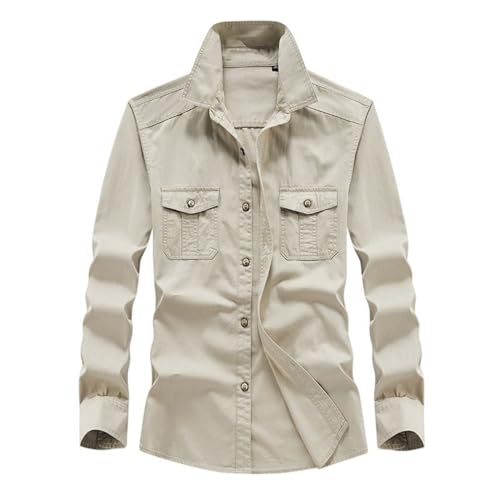 Chemise de travail en coton homme coupe ample brodée à manches longues