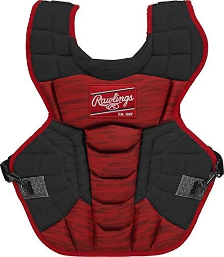 Rawlings Velo 2.0 Intermediate NOCSAE Baseball Catcher's Chest Protector, Black and Scarlet, 15.5, CPV2NI-B/S
