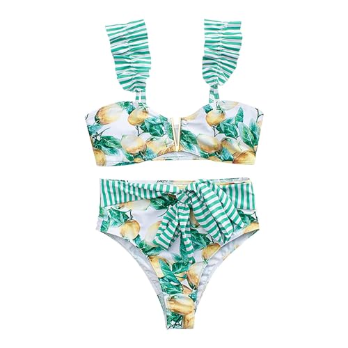 Bikinis Mujer 2026 Bikini Bañador Talla Grande Traje de Baño de Talle para Mujer Traje Baño Bikini con Tirantes con Volantes Sujetador Deportivo Bañador Vientre Plano (A L)