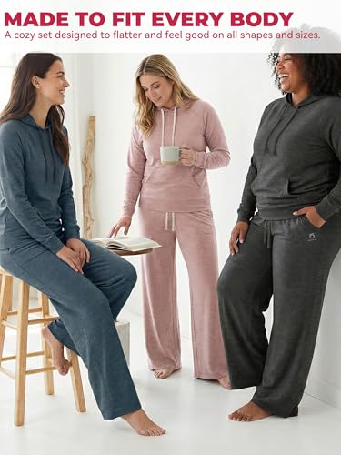 Showitty Women's 2 Piece Lounge Set Hoodie Wide Leg Pants Airport Travel - image 4