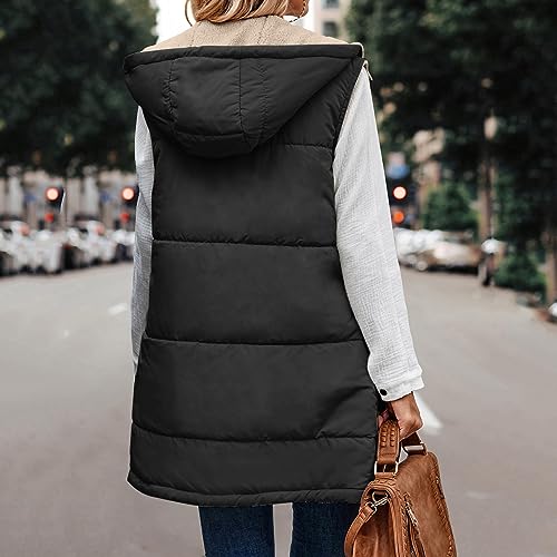 Puffer Vest Women Plus Size Reversible Sleeveless Fleece Jacket Zip Up Quilted Long Winter Sherpa Coat4