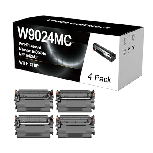 Cartouche de toner W9024MC pack de 4 noir avec puce pour imprimante HP LaserJet Managed MFP E42540