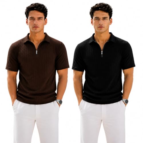 Image of Preneum Men's Polo T‑Shirt | Comfortable Rich Polycotton, Band Collar, Regular Fit | Stylish & Premium All Day Wear (Available in Plus Sizes)