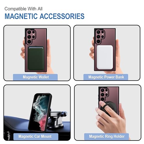 Image of CEDO Cover for Samsung Galaxy S22 Ultra (5G) | Compatible with MagSafe Wireless Charging | Designed with Magnetic Lock Shockproof Phone Bumper Transparent Back Case Cover (Black)
