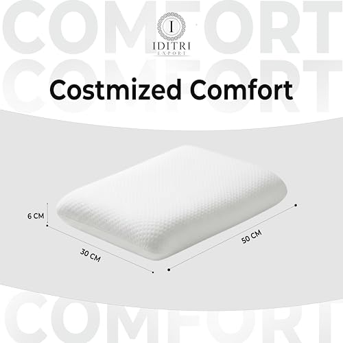 Image of Memory Foam Cervical Pillow Set of 2, 50x30x6 cm White Contour Support for Sleeping, Breathable Jacquard Outer Cover with Zipper, Orthopedic Bedding for Side Sleeper and Spine Alignment
