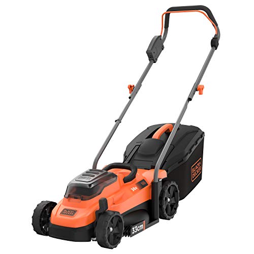BLACK+DECKER Tondeuse 33 Sans Fil, Tondeuse À Gazon Electrique 36V Livrée Avec 2 Batteries 2,5 Ah, 5 Hauteurs Réglables De 25 À 65 Mm, Fonction...