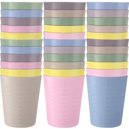 Eccliy 36pcs Kids Cups 8 oz Unbreakable Plastic Stackable Juice Reusable Tumblers Bulk Plastic Drinking Cups for Toddlers Baby Kids, Dishwasher Safe, 6 Colors(Pink color)