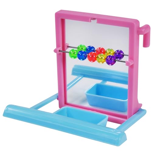 Image of Penn-Plax Bird Life - Landing Perch with Mirror and Beads - Perfect for Parakeets, Finches, and Other Small Birds (BA504)