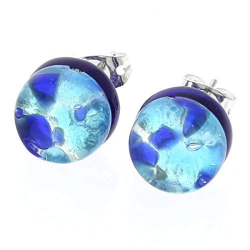 Ensemble Bijoux Spirale Bleu - Collier Et Boucles D'oreilles En Verre, Style élégant Et Créatif, Pour Femme, Cadeau Fête Ou Soirée